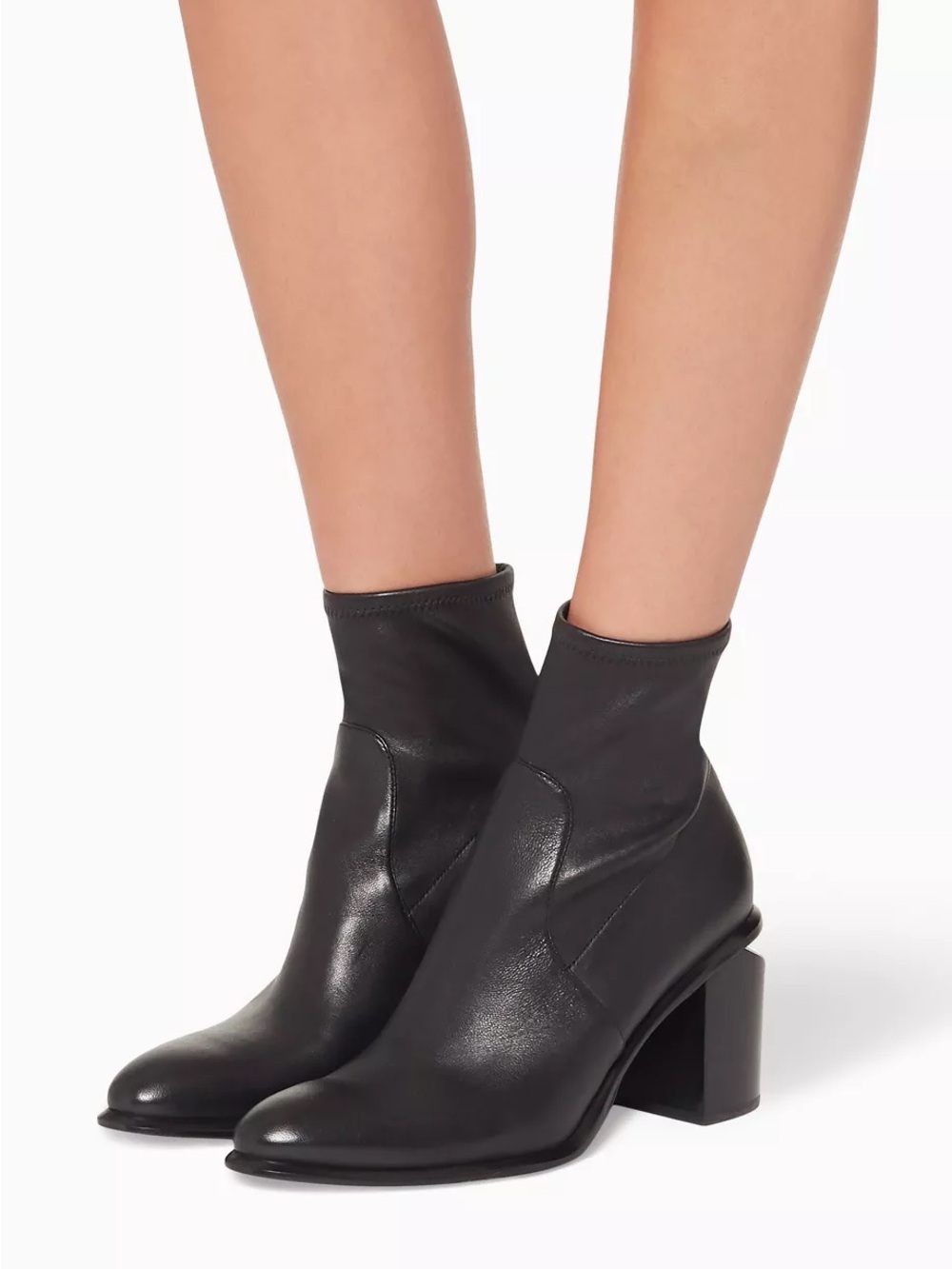 Alexander Wang Black Stretch Leather Ankle Boots with Block Heel